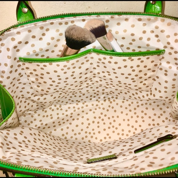 Vintage Kate Spade New York Wellesley Rachelle Apple Green Leather Satchel Large - Picture 7 of 13